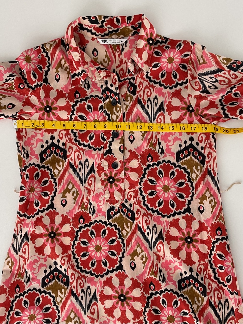Zara Pink Red Black Floral Printed Dress - Picture 5 of 7